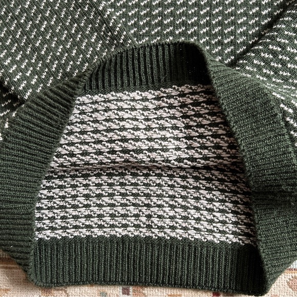 SOLD: LL Bean 100% Wool Birds Eye Sweater Fisherman Olive Green Made in Norway L - Picture 5 of 7